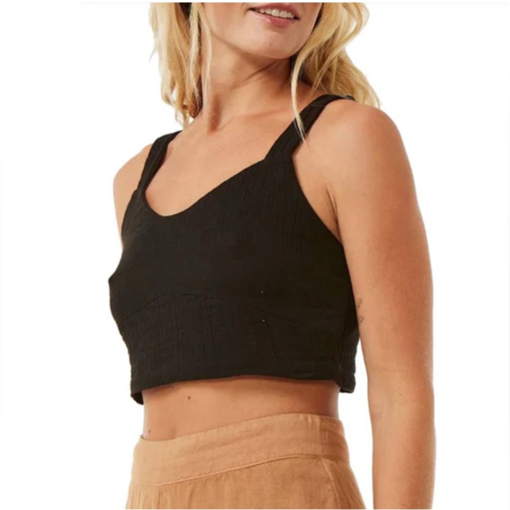 NWT Rip Curl Women’s Black Cropped Tank Top Sizes S & M Casual Minimalist